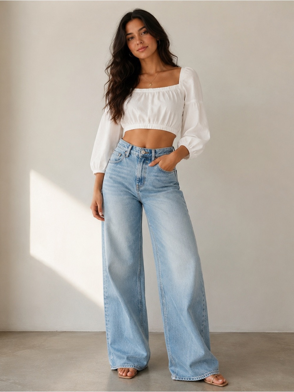 Les Coyotes de Paris Philene White Cotton Linen Puff Sleeve Crop Top Size 16